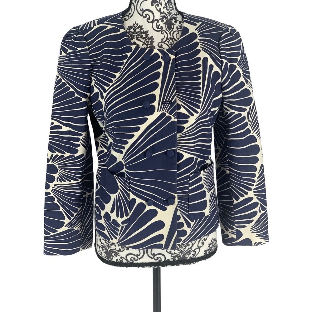 J Crew navy blue & white fanfare jacket Size 10